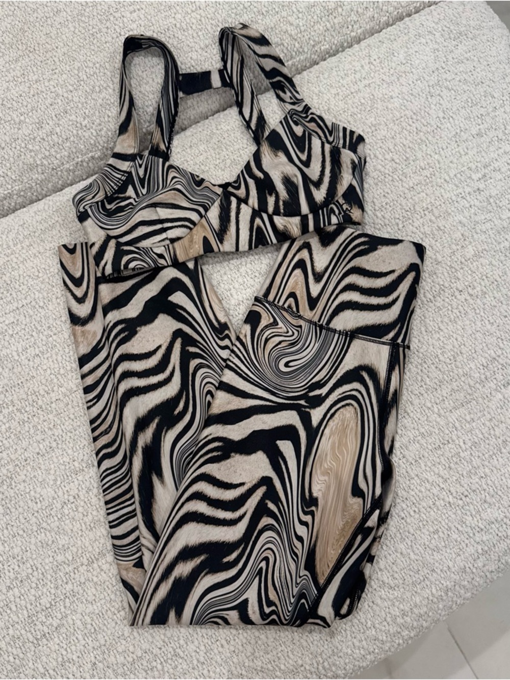 Good American Zebra Print Sports Bra & Leggings Matching Set